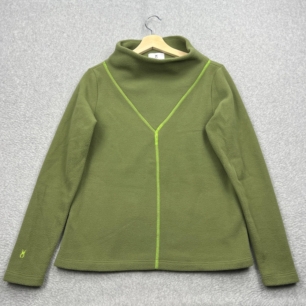 Dudley Stephens Park Slope Fleece Womens Small Green Turtleneck Stitch Pullover